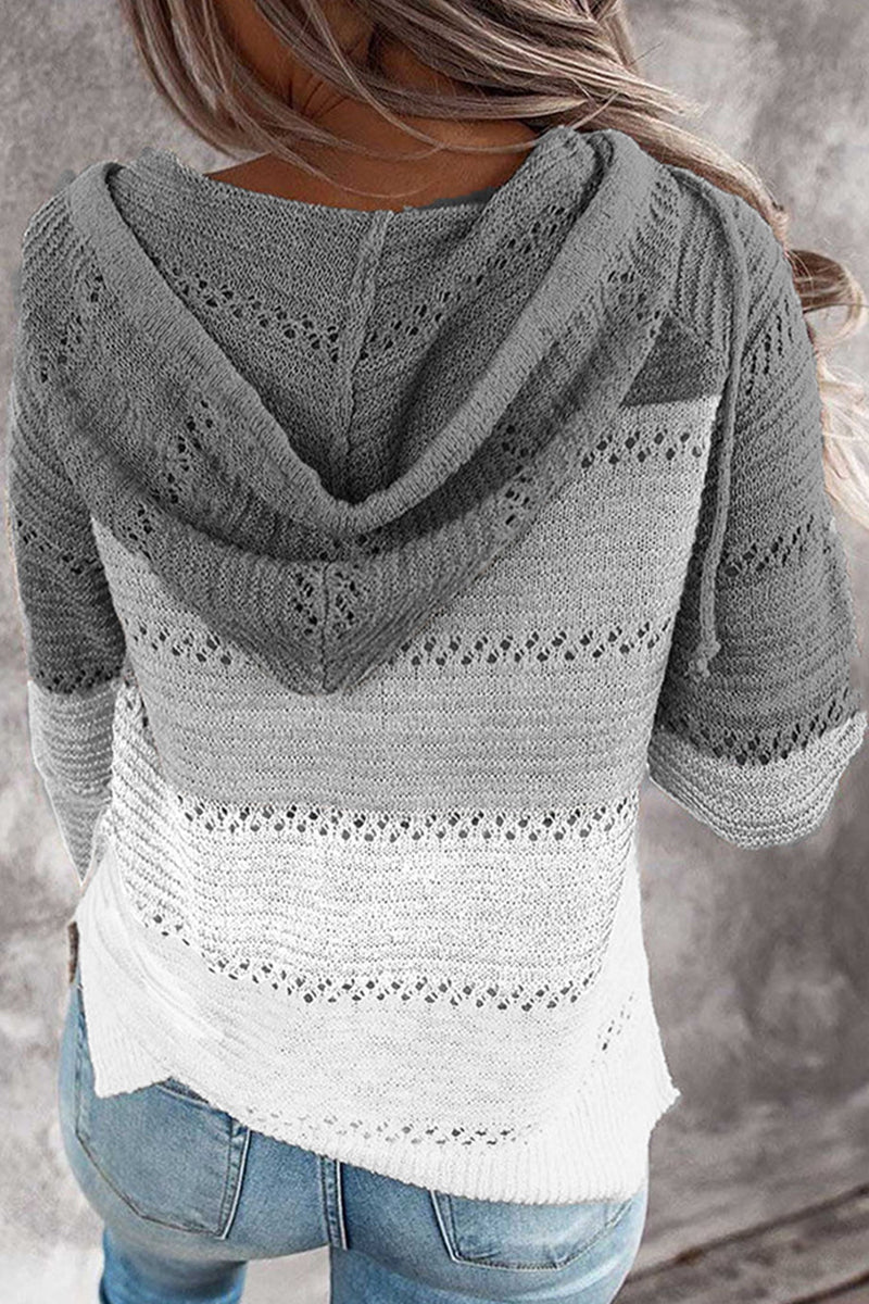 Wisherryy Fashion Hooded Leopard Stitched Knit Sweater(8 Colors) - Fashionpara