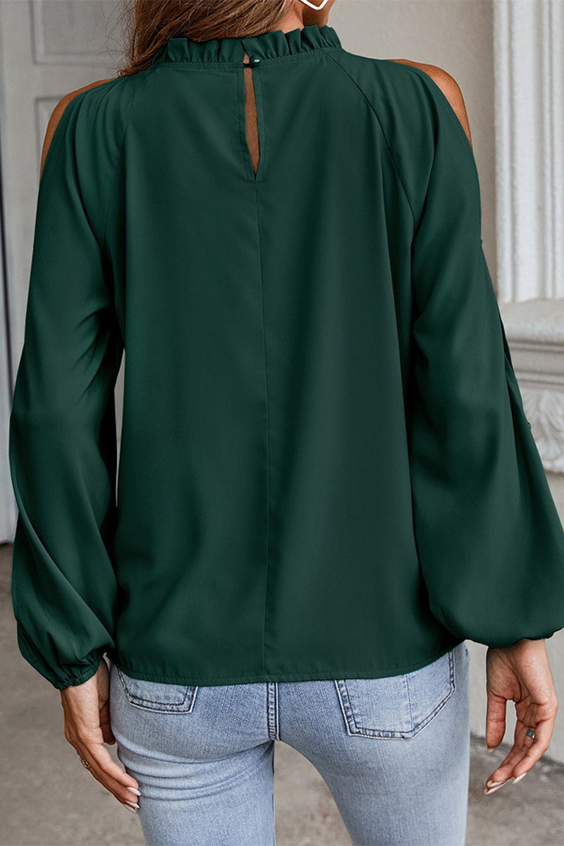 Elegant Solid Half A Turtleneck Tops - Fashionpara