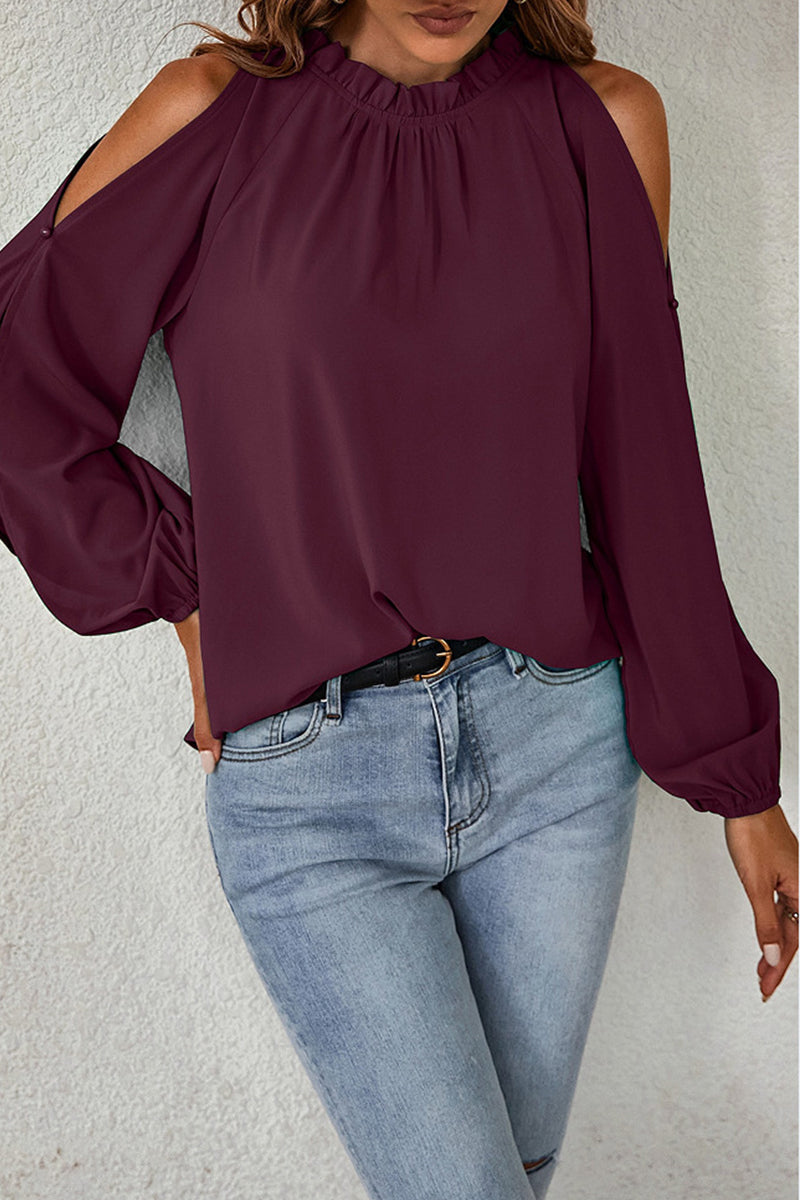 Elegant Solid Half A Turtleneck Tops - Fashionpara