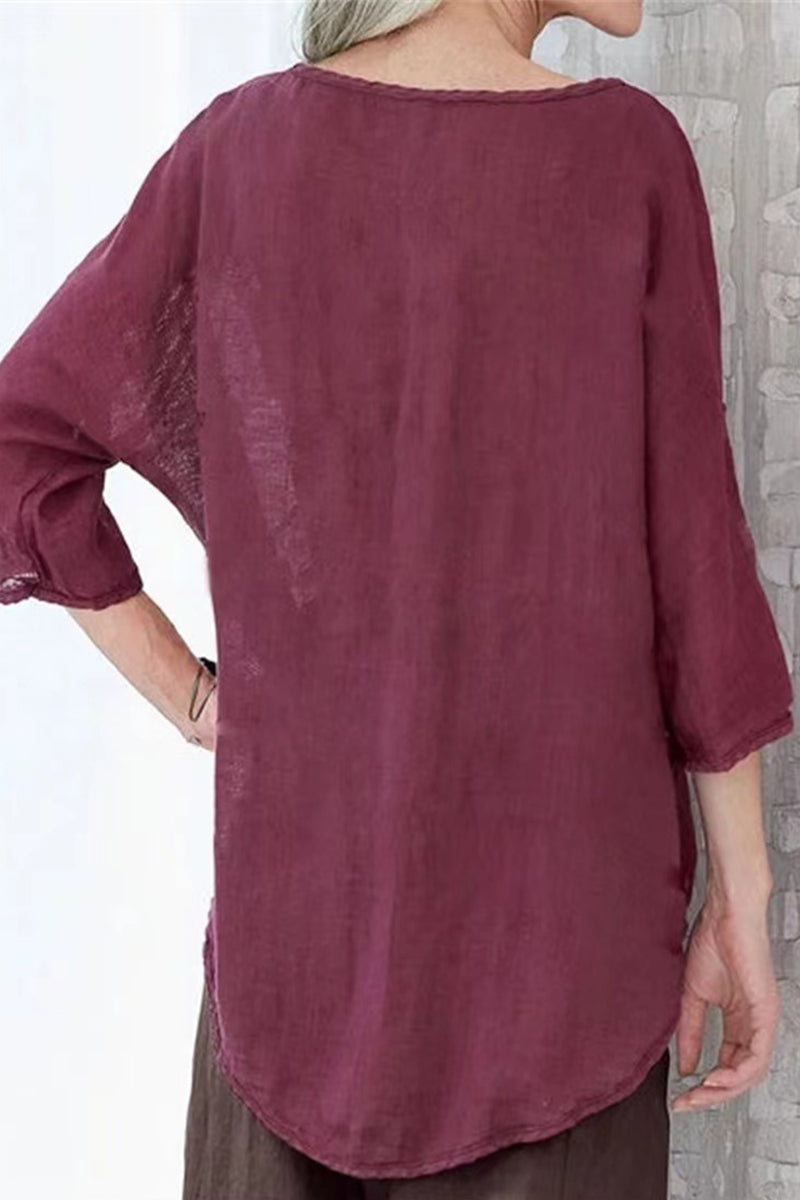 Casual Solid Solid Color O Neck Tops - Fashionpara