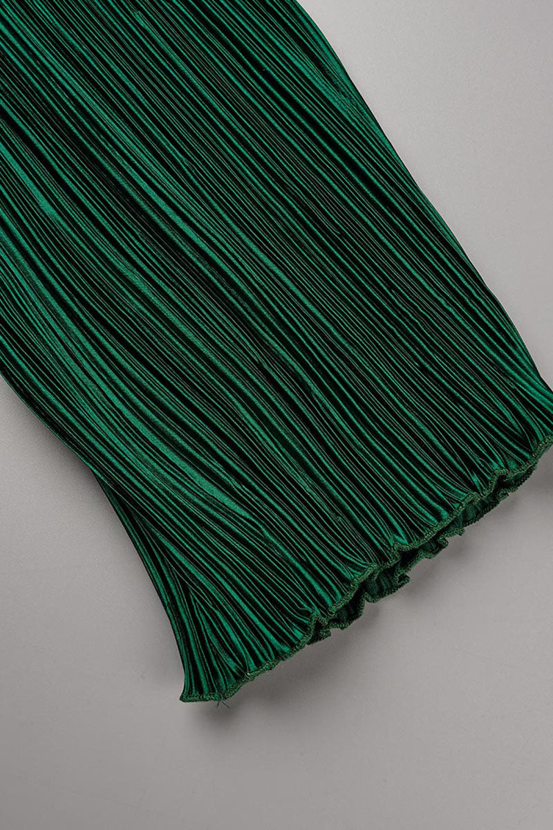 Casual Solid Patchwork Fold O Neck Straight Dresses - Fashionpara