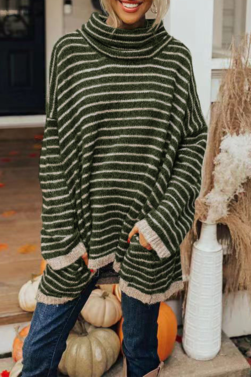 Florcoo Casual Striped Turtleneck Sweater - 4 Colors Available