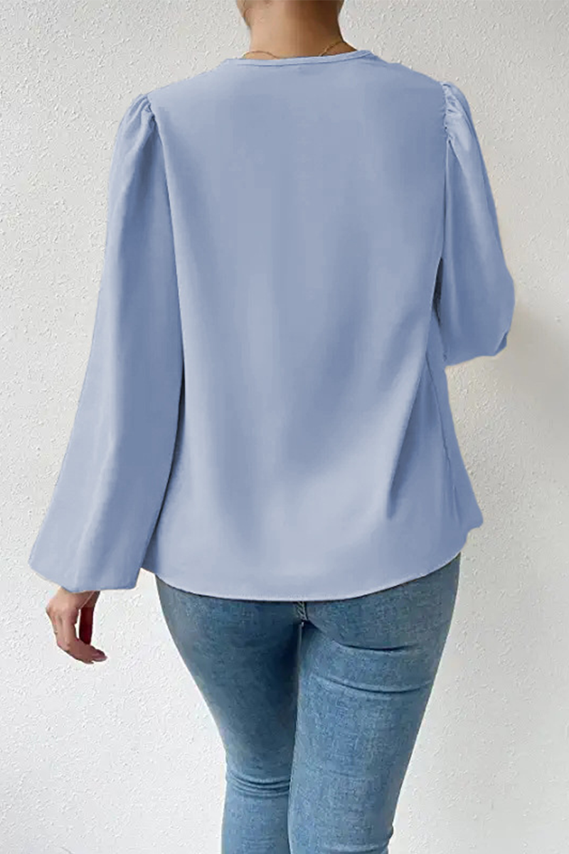 Casual Solid Patchwork U Neck Tops(6 Colors) - Fashionpara