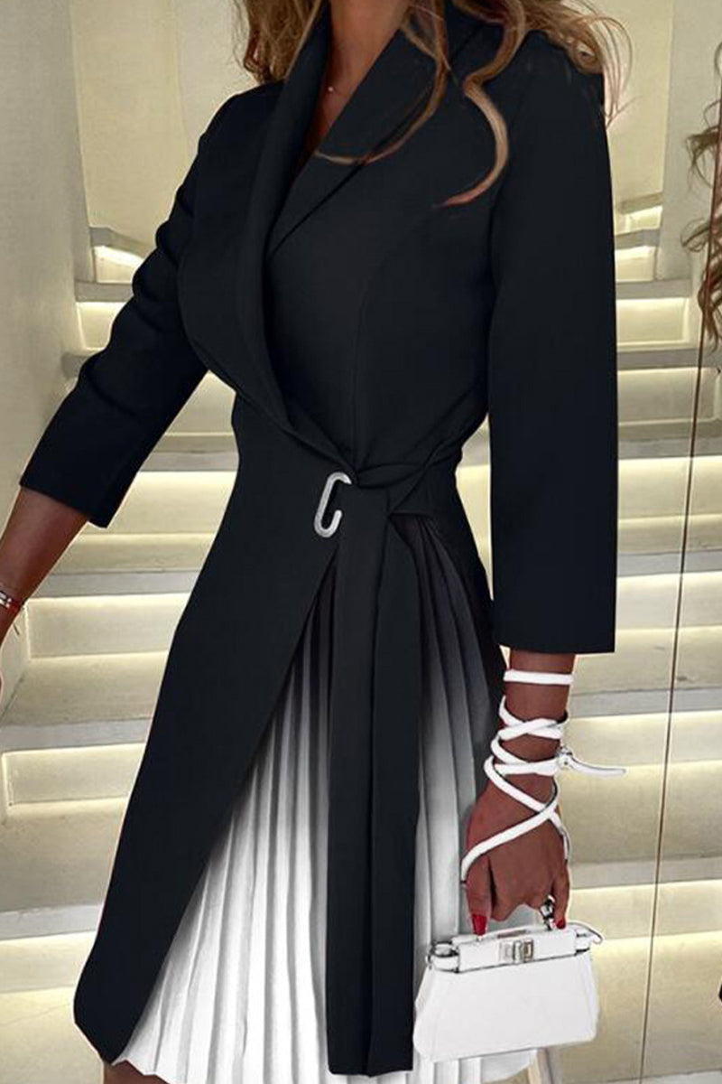 Elegant Color Block Contrast V Neck A Line Dresses(4 Colors) - Fashionpara