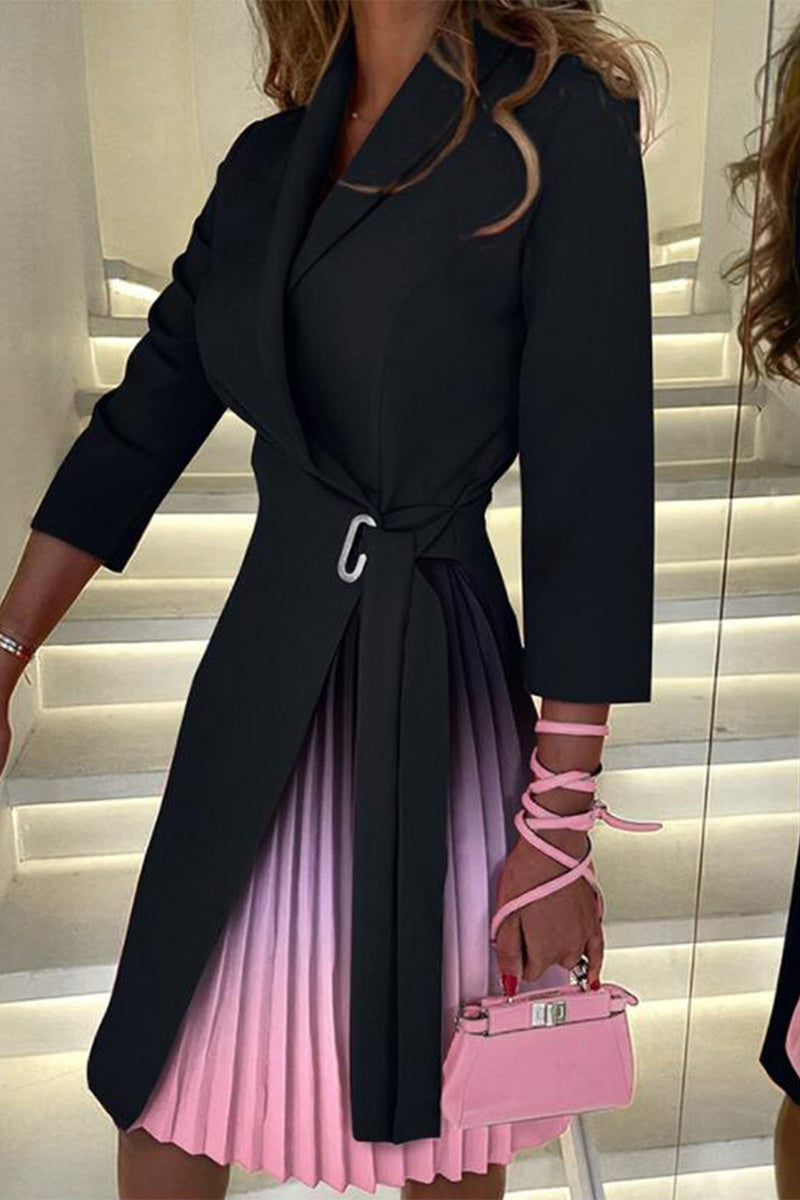 Elegant Color Block Contrast V Neck A Line Dresses(4 Colors) - Fashionpara