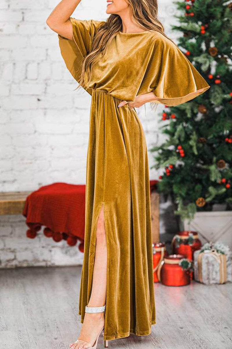 Sexy Elegant Solid Color O Neck Evening Dress Dresses(4 Colors) - Fashionpara