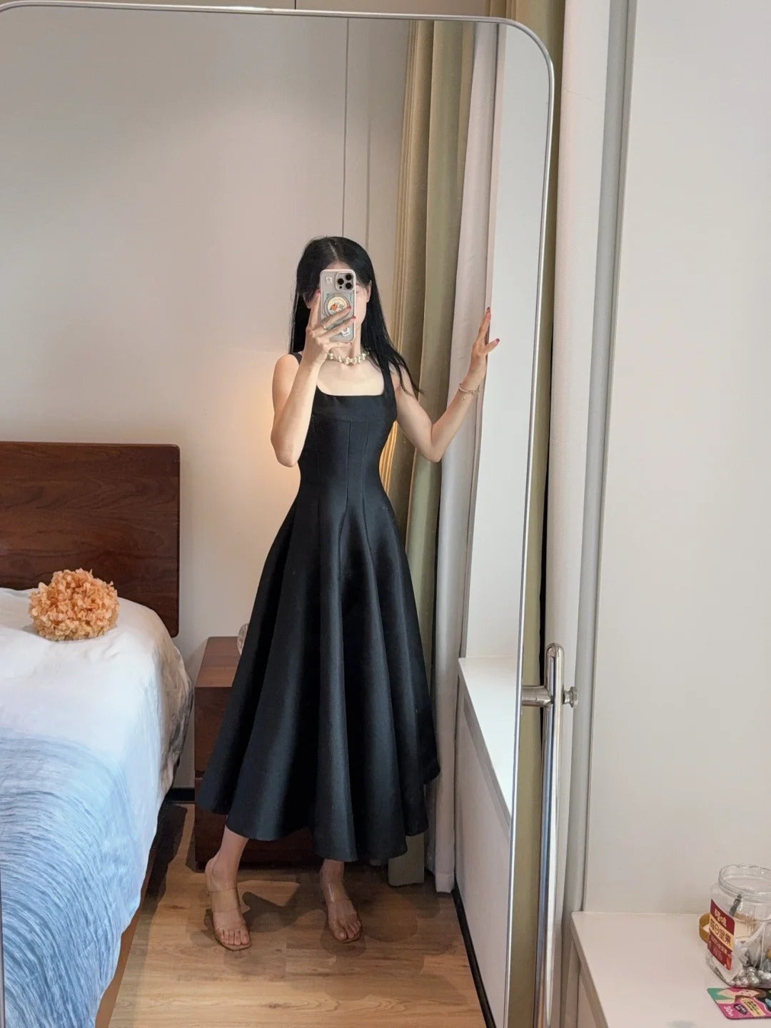 Simple And Elegant Pink A-line Square Neck Halter Satin Prom Dress Evening Dress P4167