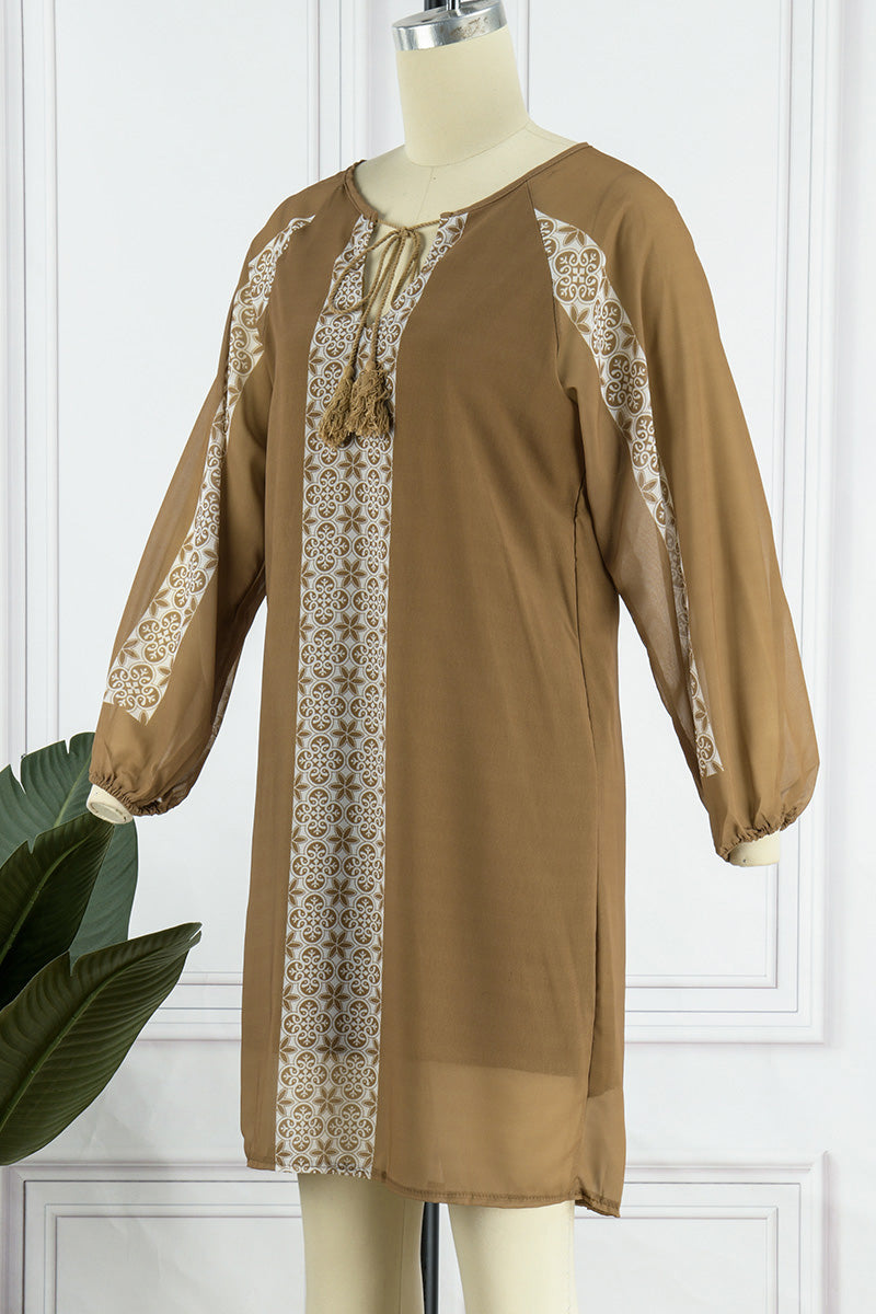 Sweet Elegant Print Printing V Neck Irregular Dress Dresses(3 Colors) - Fashionpara