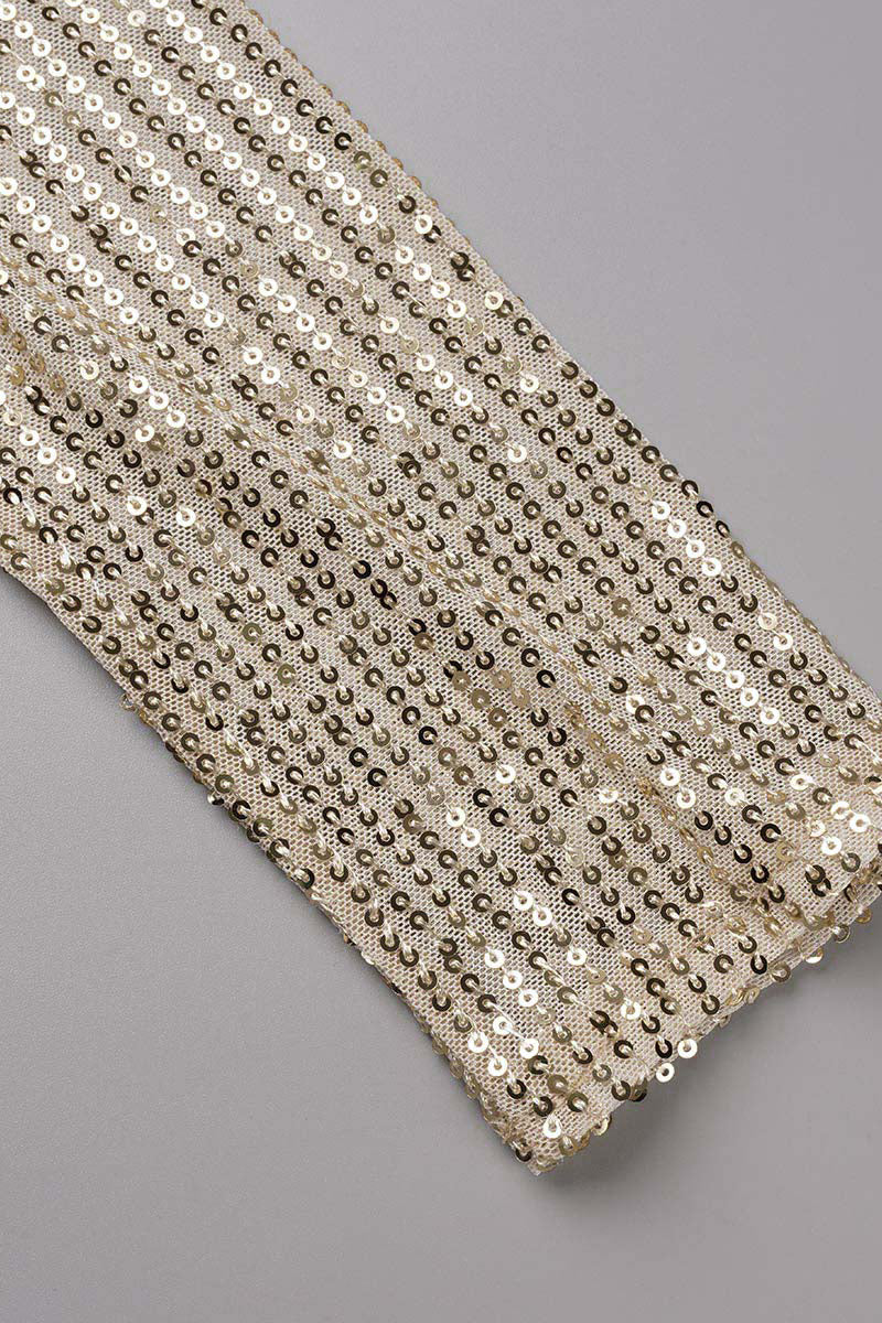 Sexy Solid Sequins Fold V Neck One Step Skirt Dresses(4 Colors) - Fashionpara