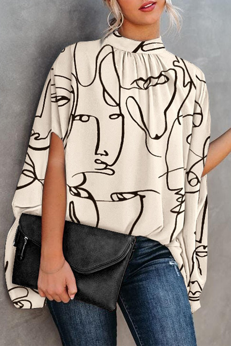 Casual Print Printing O Neck Blouses(10 Colors) - Fashionpara