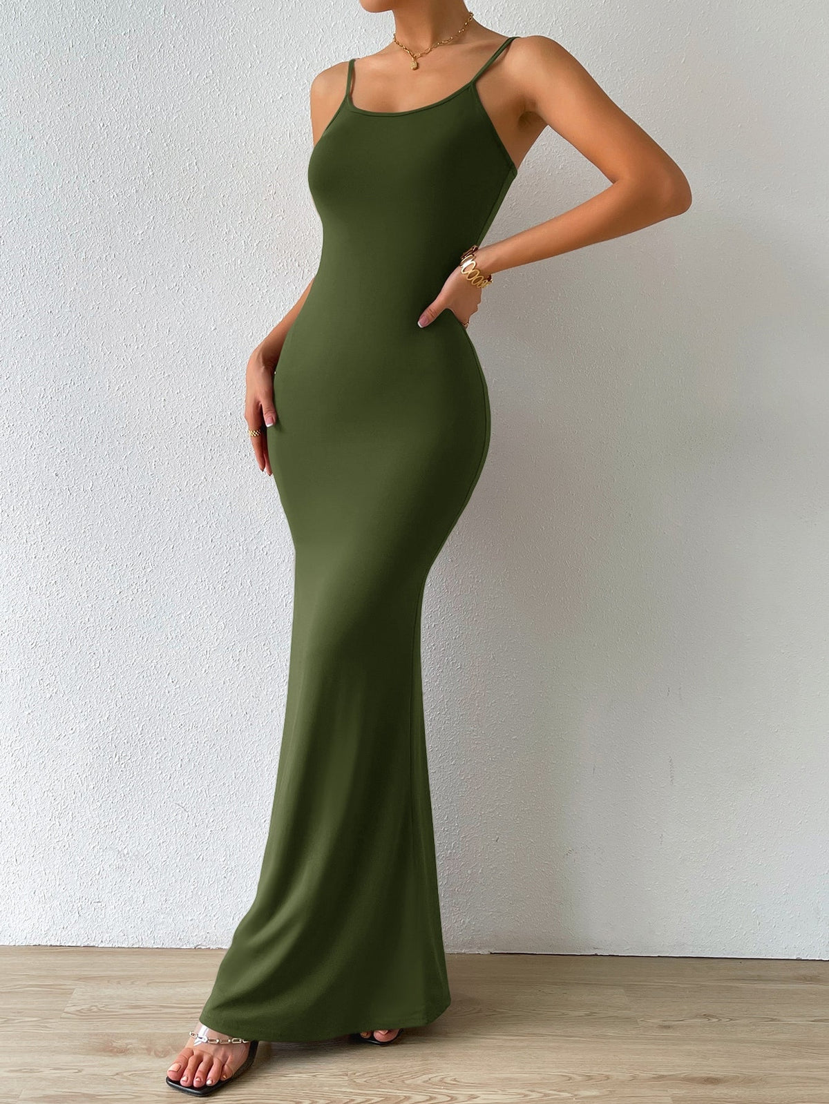 Scoop Neck Sleeveless Bodycon Mermaid Maxi Dress 7