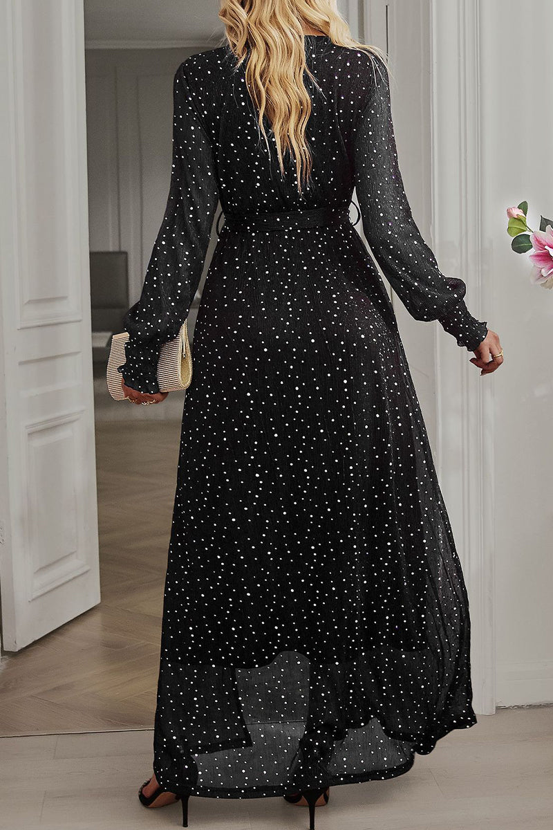 Elegant Formal Solid With Belt V Neck A Line Dresses(5 Colors) - Fashionpara