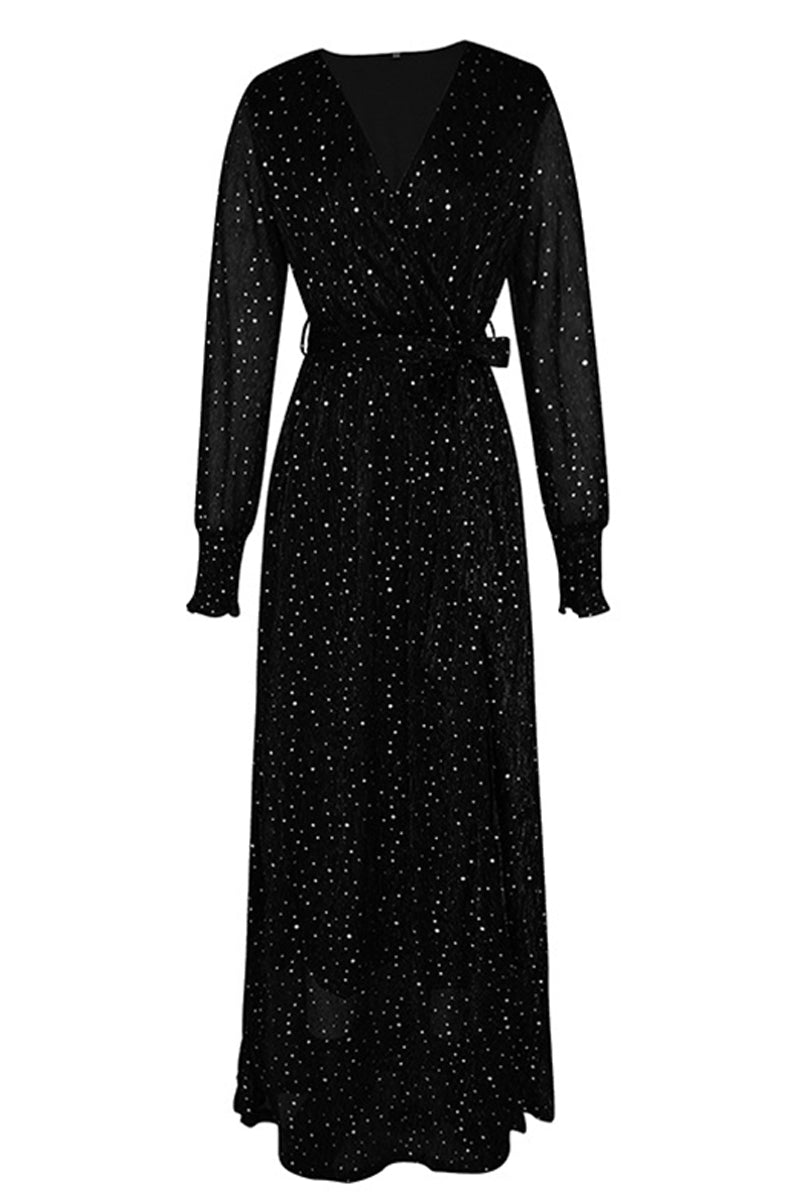 Elegant Formal Solid With Belt V Neck A Line Dresses(5 Colors) - Fashionpara