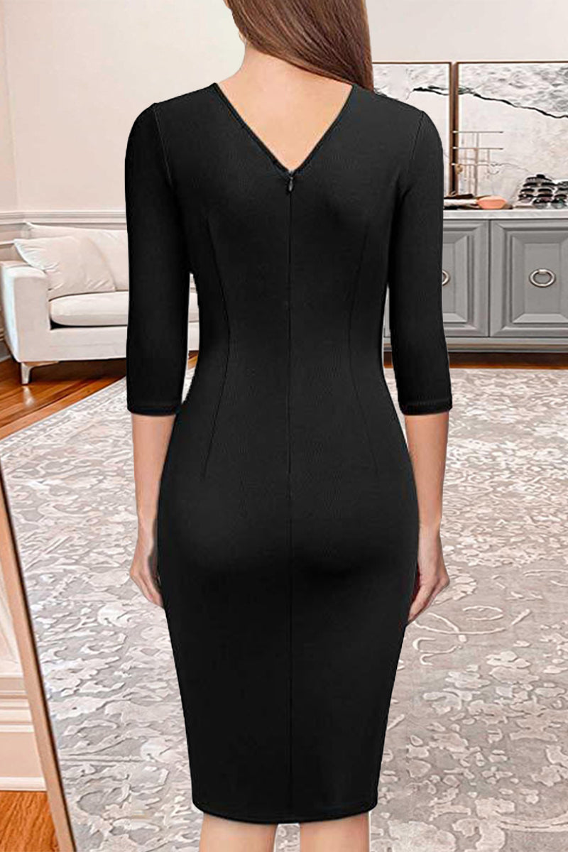 Simplicity Formal Solid With Belt Dresses(6 Colors) - Fashionpara