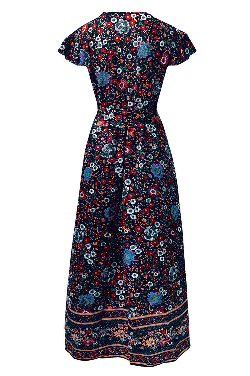 Sexy Elegant Print V Neck A Line Dresses(10 Colors)