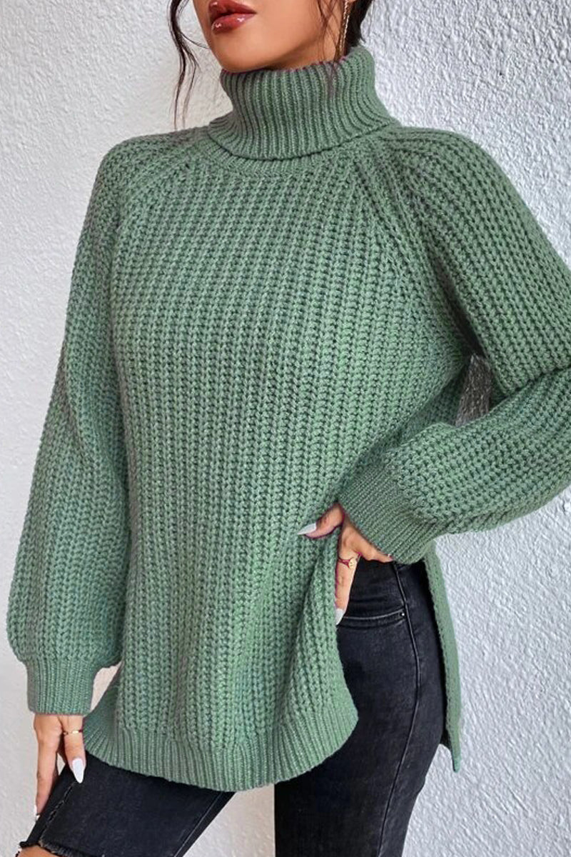 Casual Solid Basic Turtleneck Tops - Fashionpara