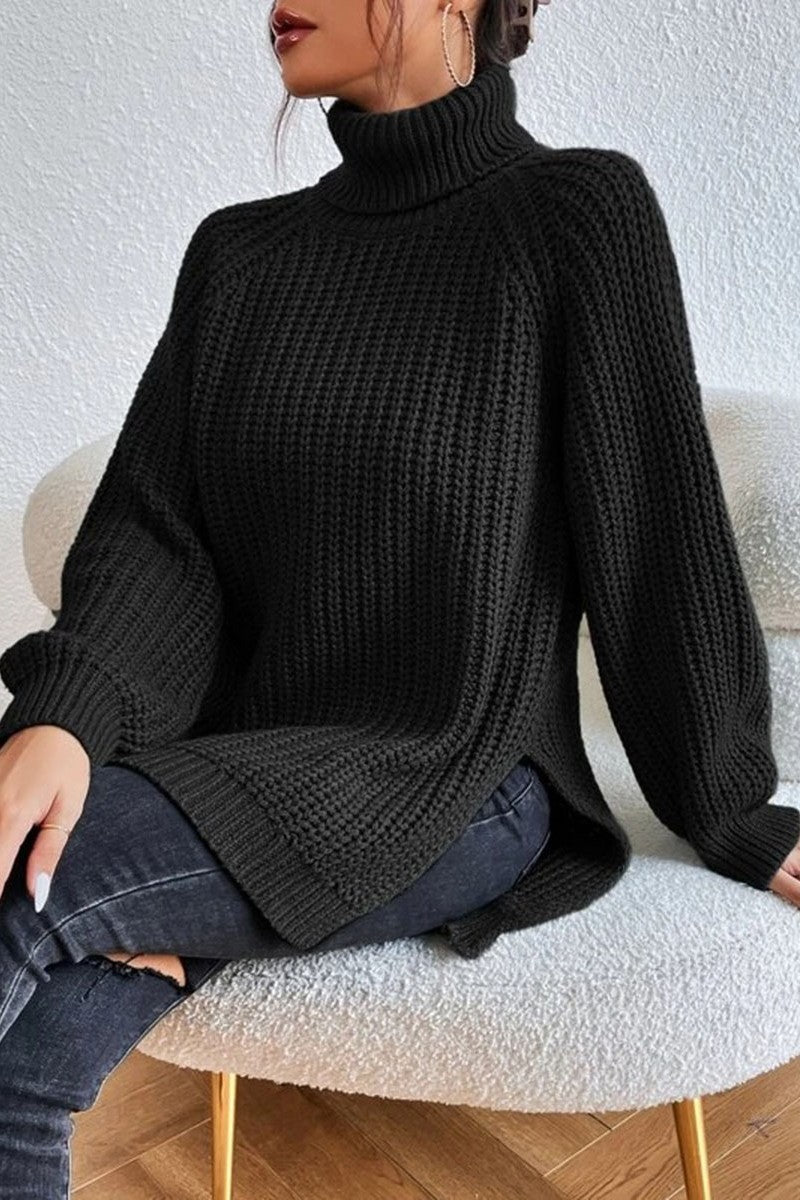 Casual Solid Basic Turtleneck Tops - Fashionpara