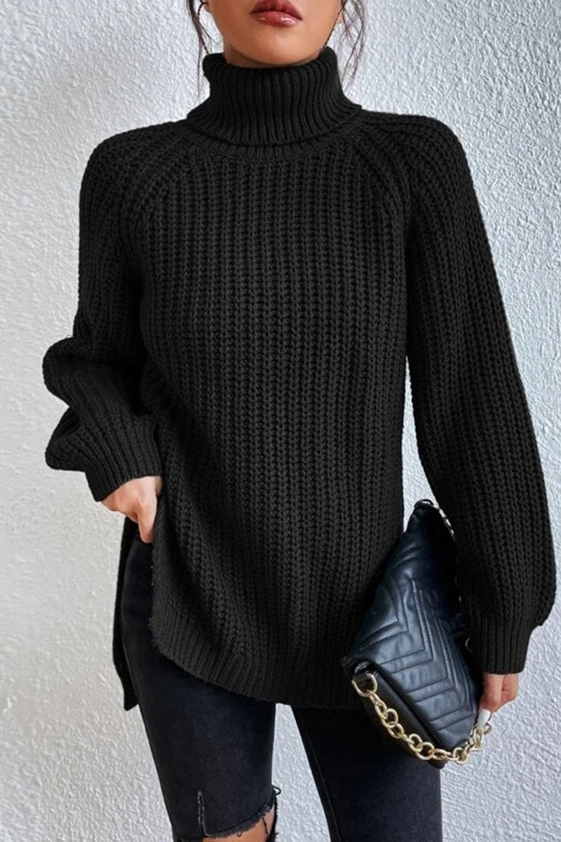 Casual Solid Basic Turtleneck Tops - Fashionpara