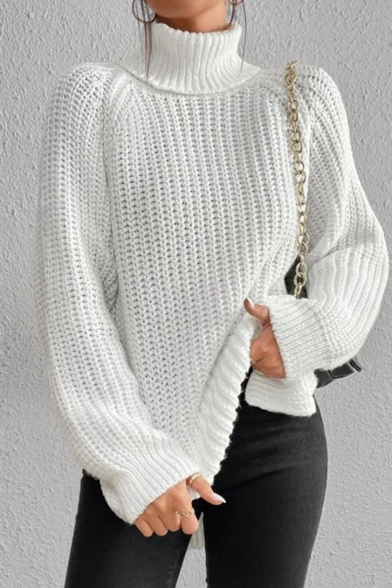 Casual Solid Basic Turtleneck Tops - Fashionpara