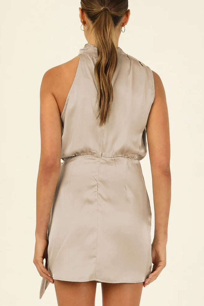 Celebrities Elegant Solid Fold Halter A Line Dresses(6 Colors) - Fashionpara