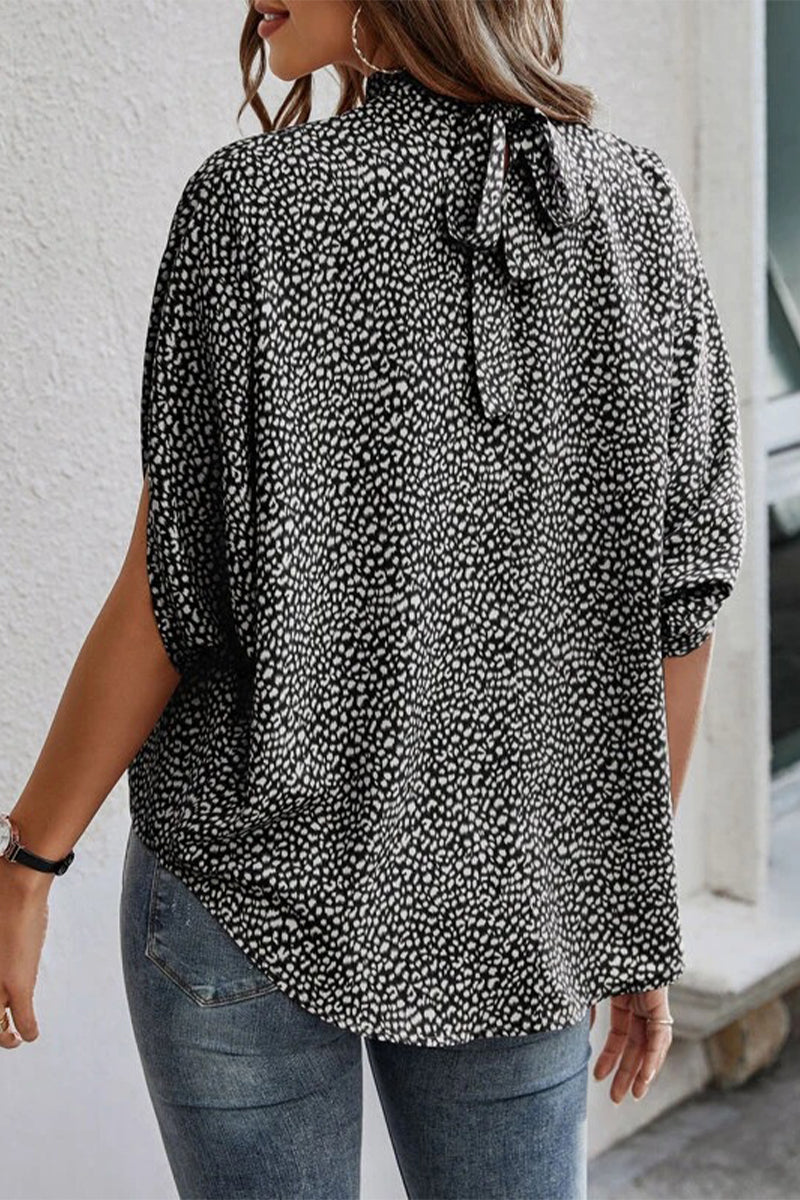 Work Elegant Print Patchwork O Neck Tops(10 Colors) - Fashionpara