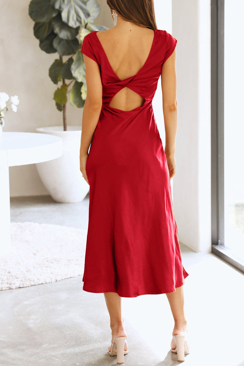 Celebrities Elegant Solid Hollowed Out Solid Color A Line Dresses(3 Colors) - Fashionpara