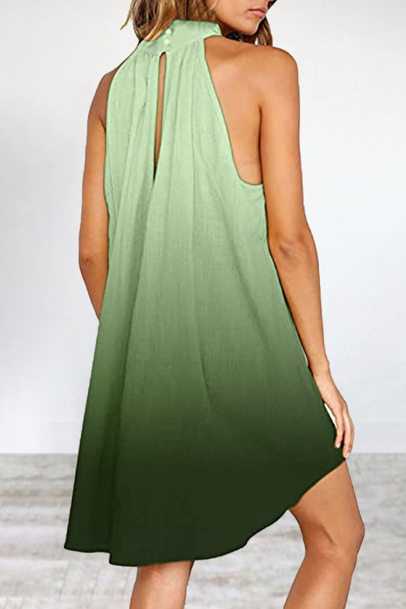 Casual Street Gradual Change Contrast Halter Vest Dress Dresses - Fashionpara
