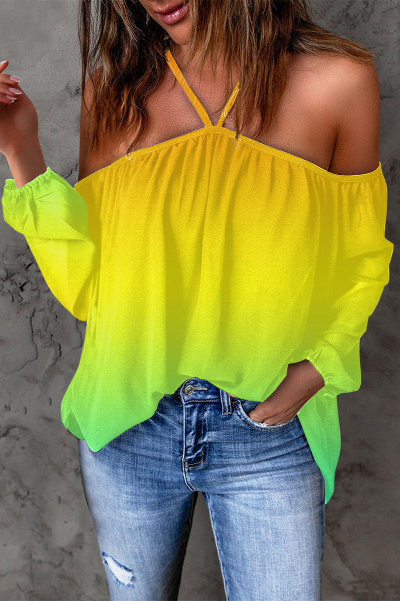 Casual Print Patchwork Backless Halter T-Shirts(15 Colors) - Fashionpara