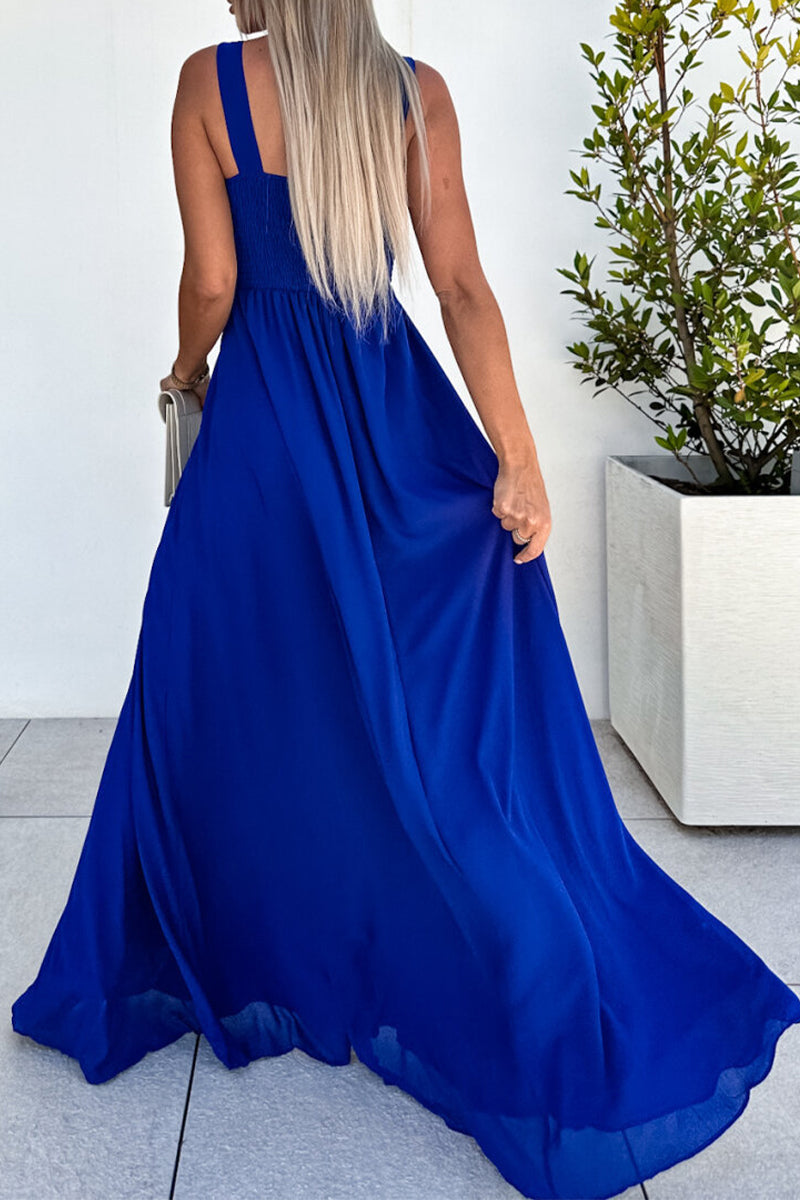 Celebrities Elegant Solid Slit Fold V Neck Irregular Dress Dresses - Fashionpara