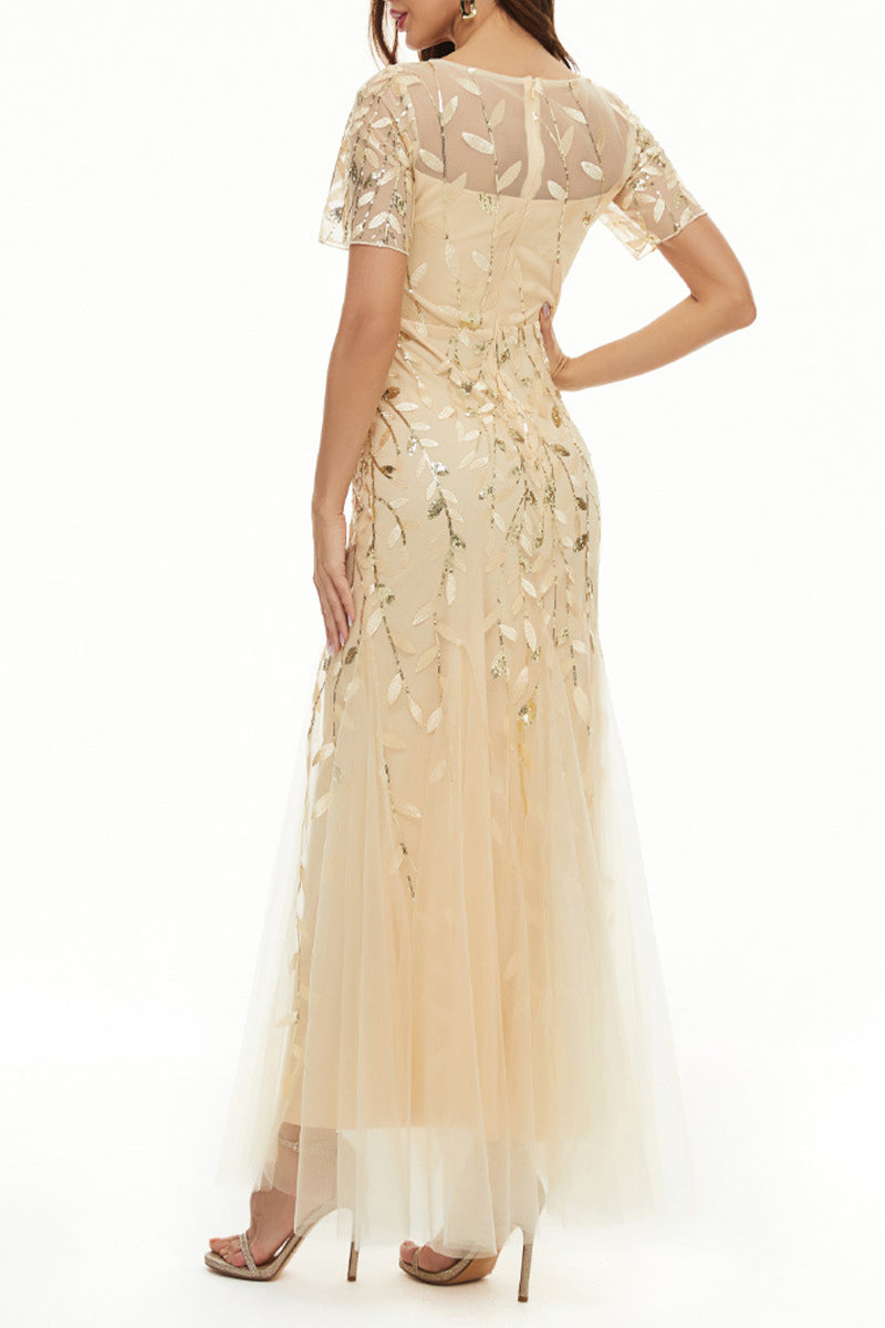 Celebrities Elegant Patchwork Sequins O Neck Evening Dress Dresses - Fashionpara