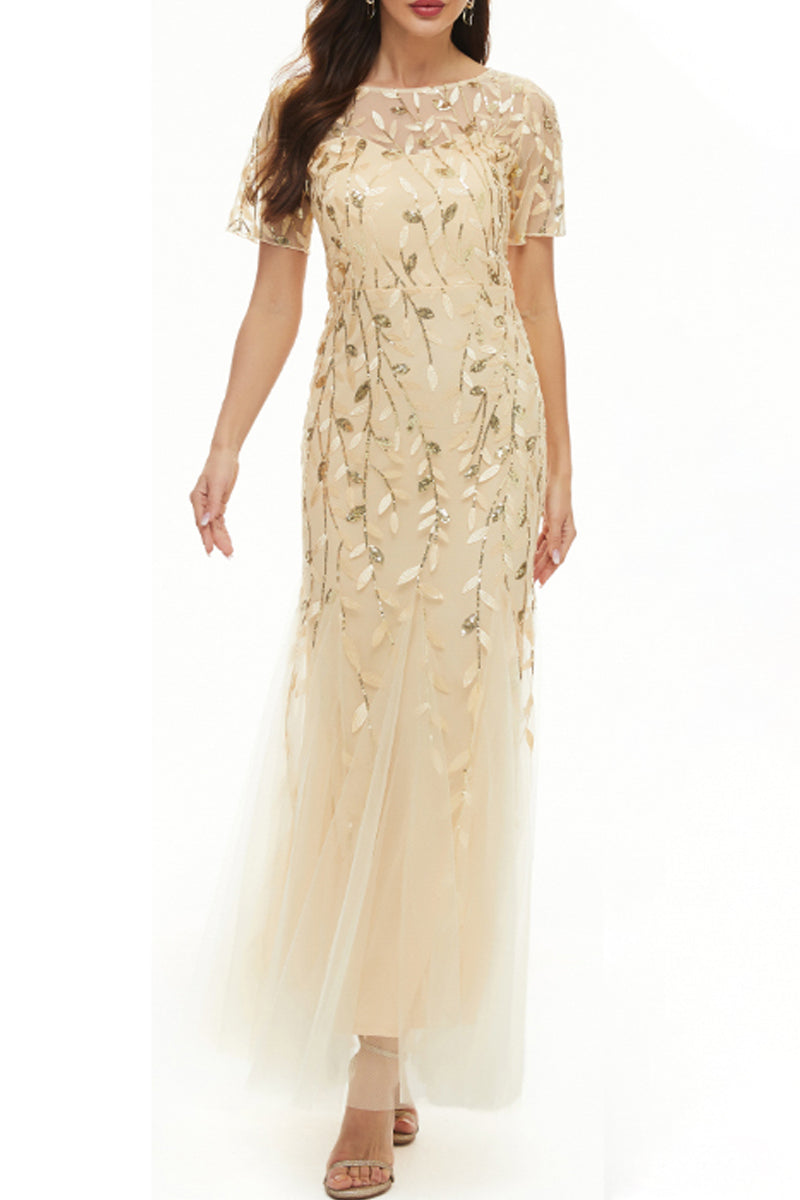 Celebrities Elegant Patchwork Sequins O Neck Evening Dress Dresses - Fashionpara