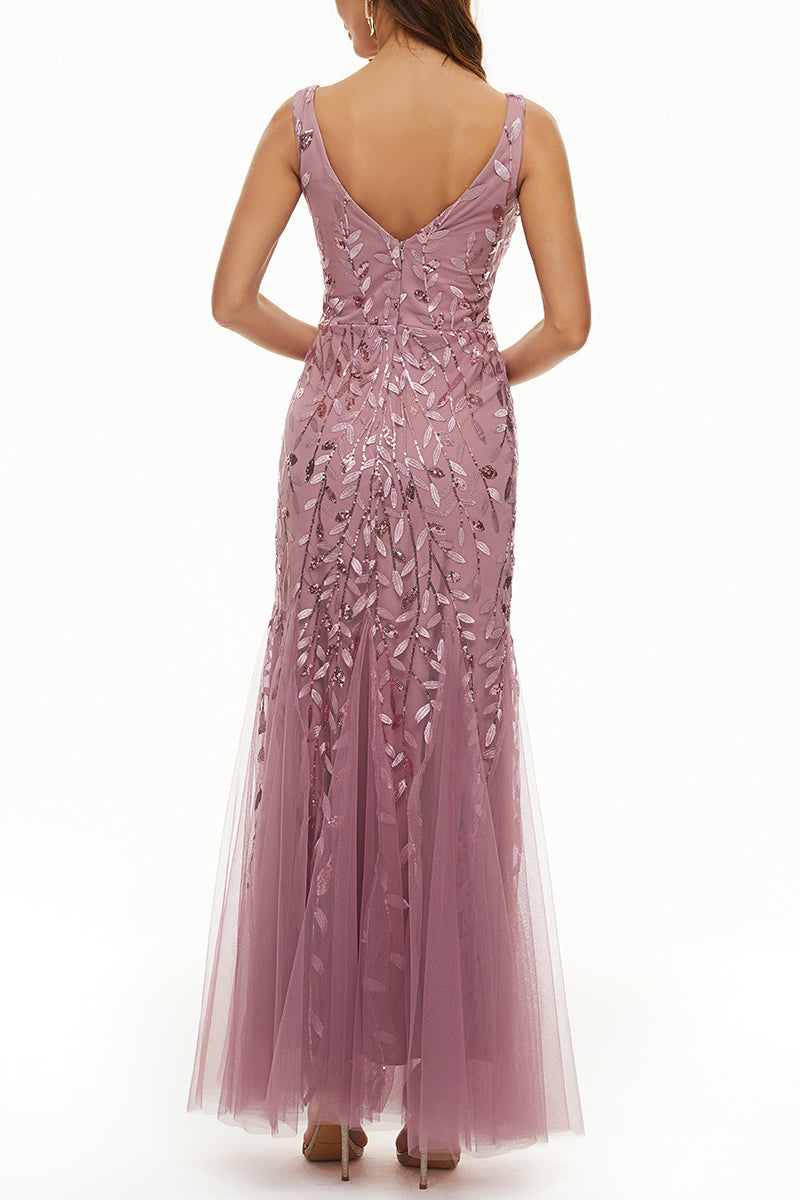 Elegant Formal Patchwork Embroidered V Neck Evening Dress Dresses(10 Colors) - Fashionpara