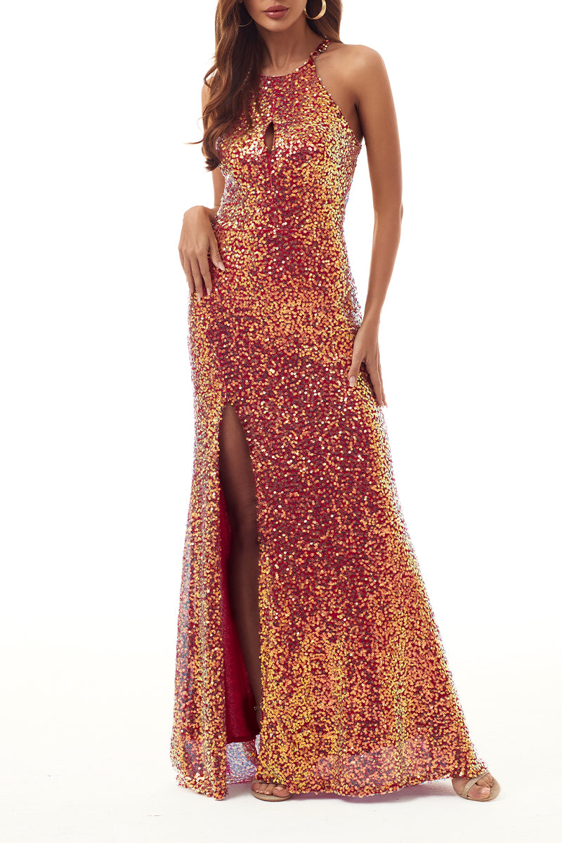 Sexy Formal Gradual Change Slit U Neck Evening Dress Dresses(6 Colors) - Fashionpara