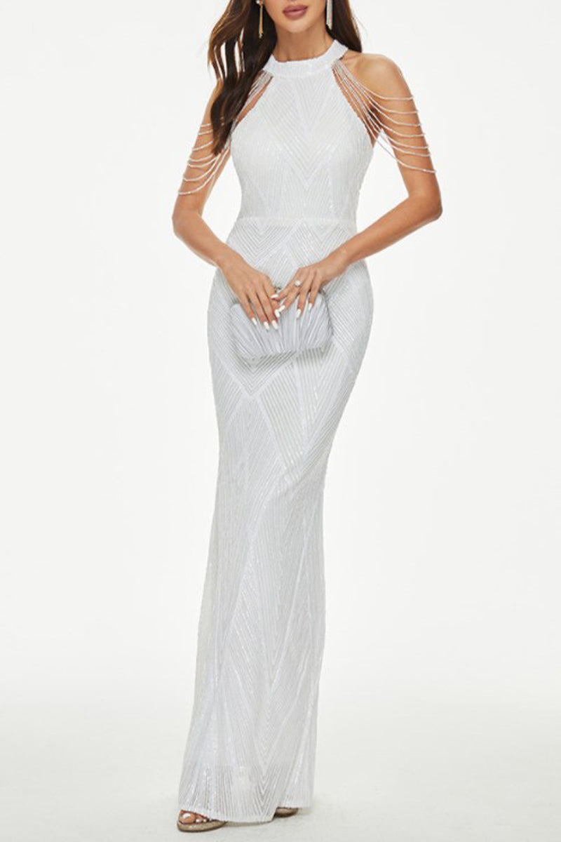 Elegant Formal Solid Patchwork Evening Dress Dresses(6 Colors) - Fashionpara