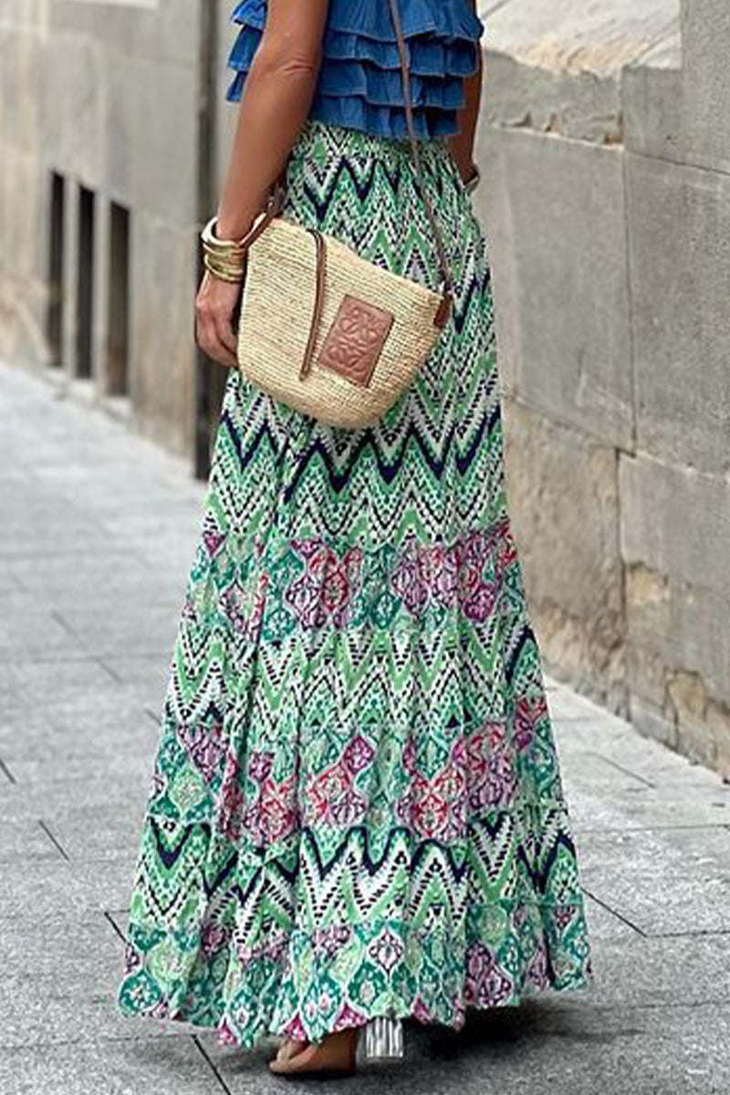 Casual Street Floral Stringy Selvedge Loose High Waist Type A Full Print Bottoms - Fashionpara