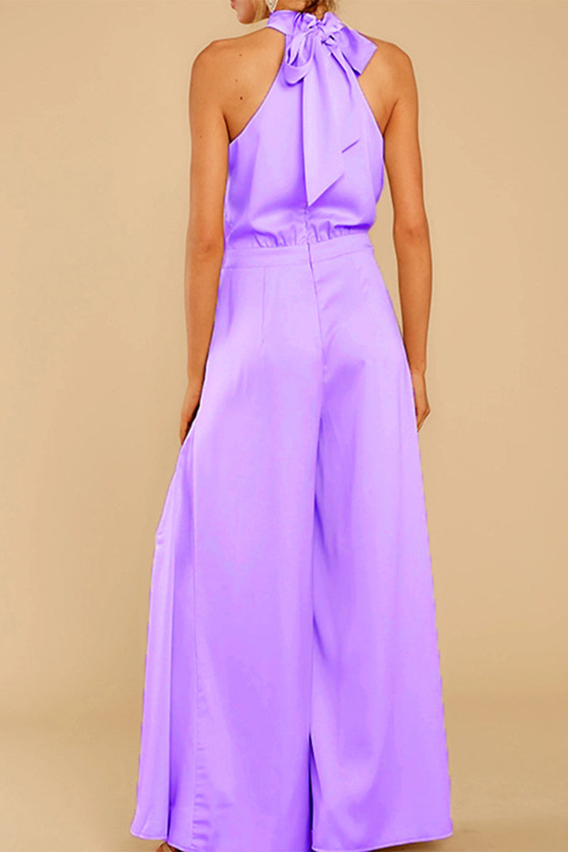 Fashion Casual Solid Patchwork Halter Loose Jumpsuits(5 Colors) - Fashionpara