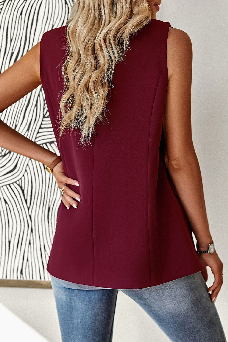 Casual Solid Buttons Turn-back Collar Tops - Fashionpara