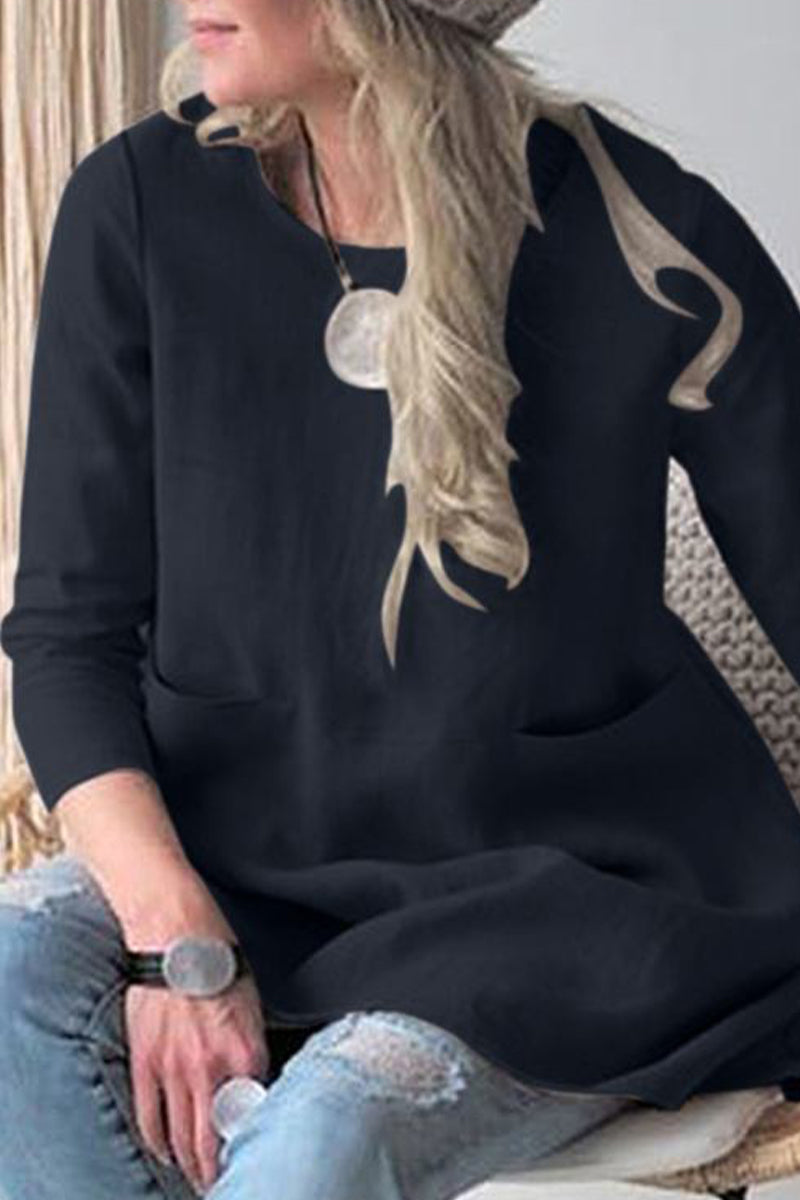 Casual Solid Pocket O Neck A Line Dresses - Fashionpara