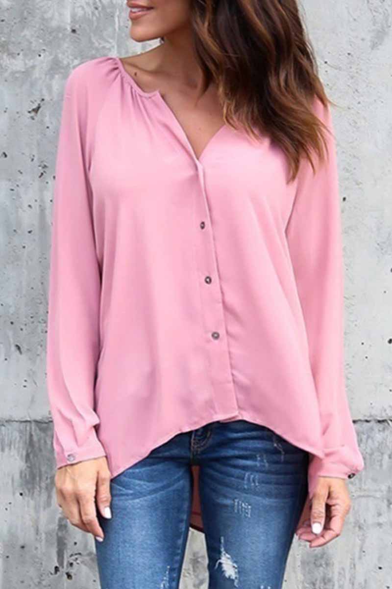 Elegant Solid V Neck Tops - Fashionpara