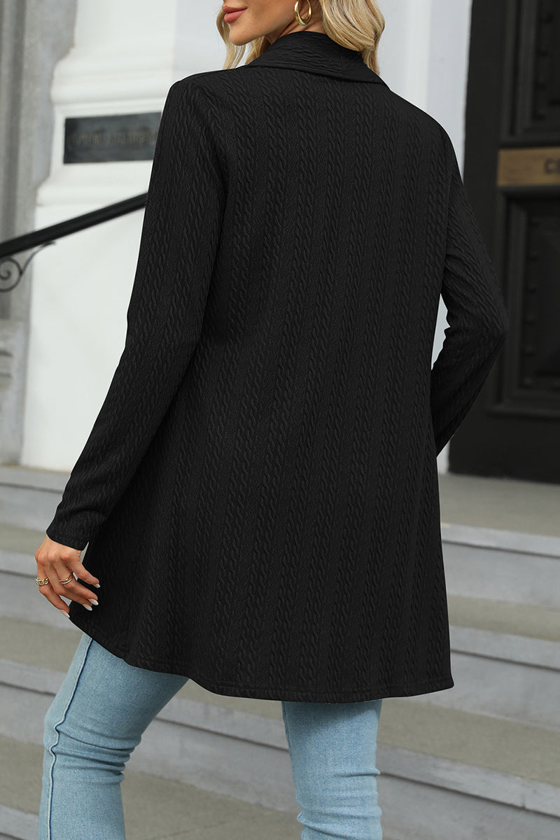 Casual Solid Asymmetrical Turndown Collar Tops - Fashionpara