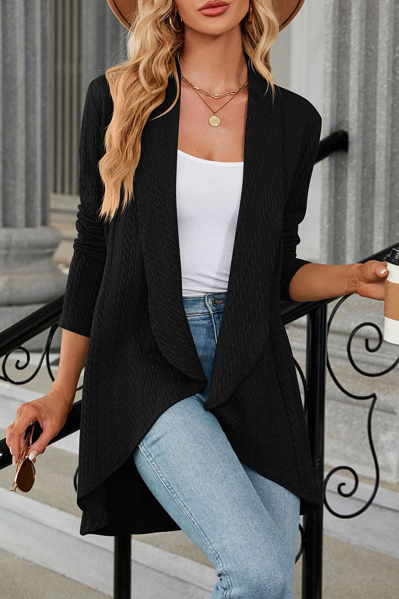 Casual Solid Asymmetrical Turndown Collar Tops - Fashionpara