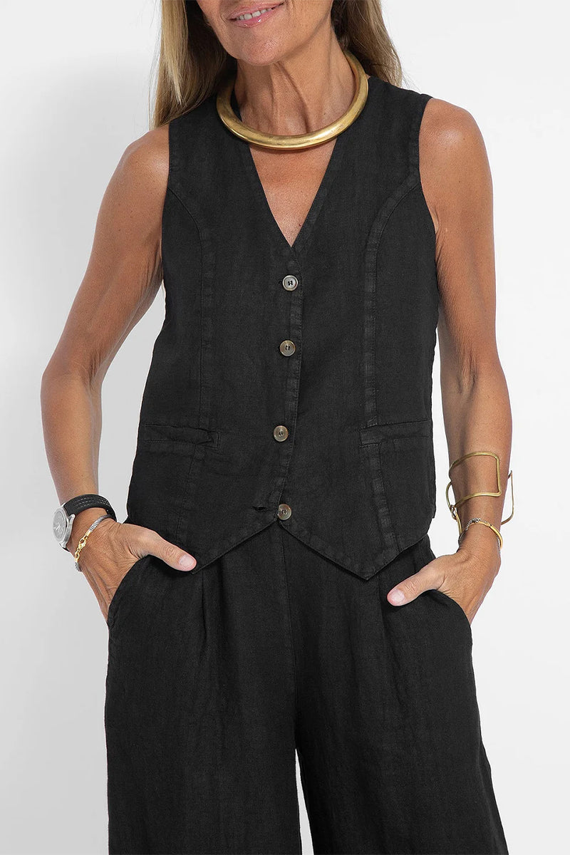 Casual Solid Beading V Neck Sleeveless Two Pieces - Fashionpara