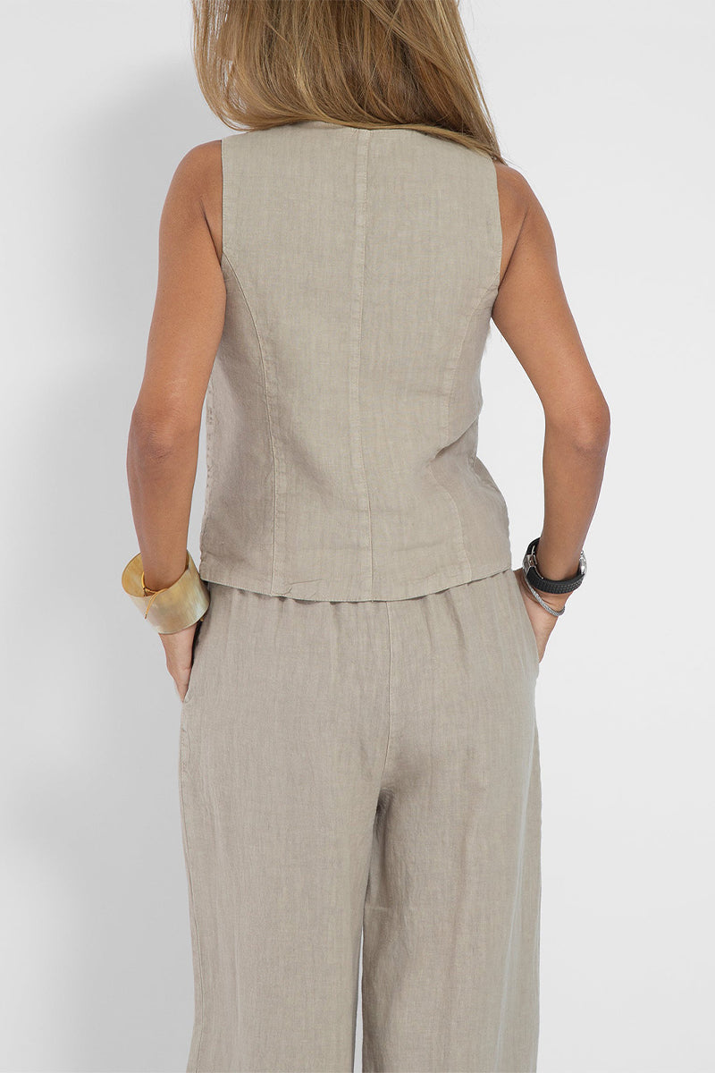 Casual Solid Beading V Neck Sleeveless Two Pieces - Fashionpara