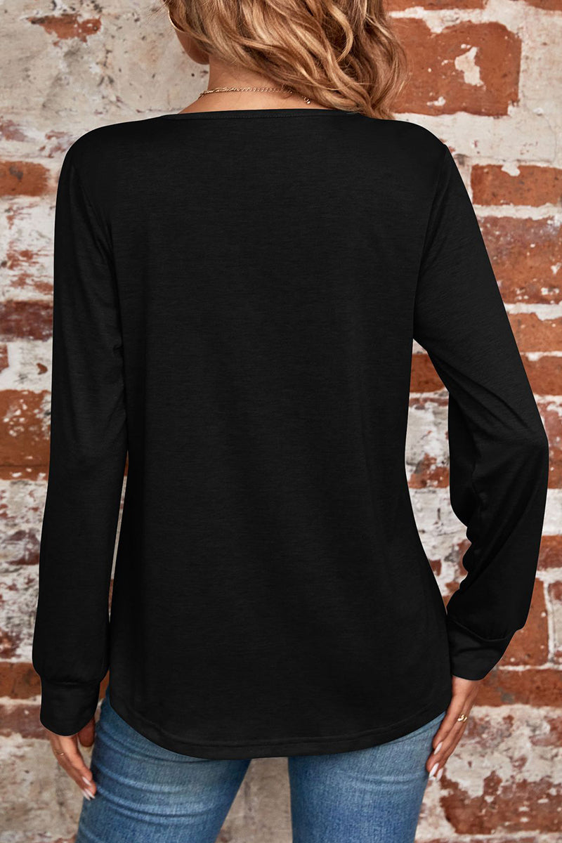 Casual Solid Fold Square Collar Tops - Fashionpara