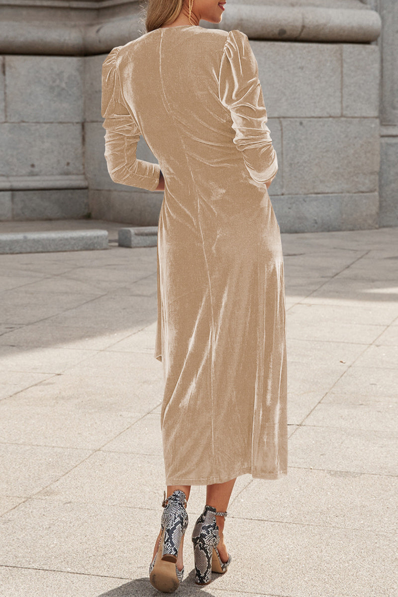 Celebrities Elegant Solid Strap Design V Neck Princess Dresses - Fashionpara