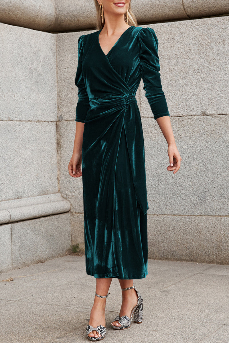 Celebrities Elegant Solid Strap Design V Neck Princess Dresses - Fashionpara