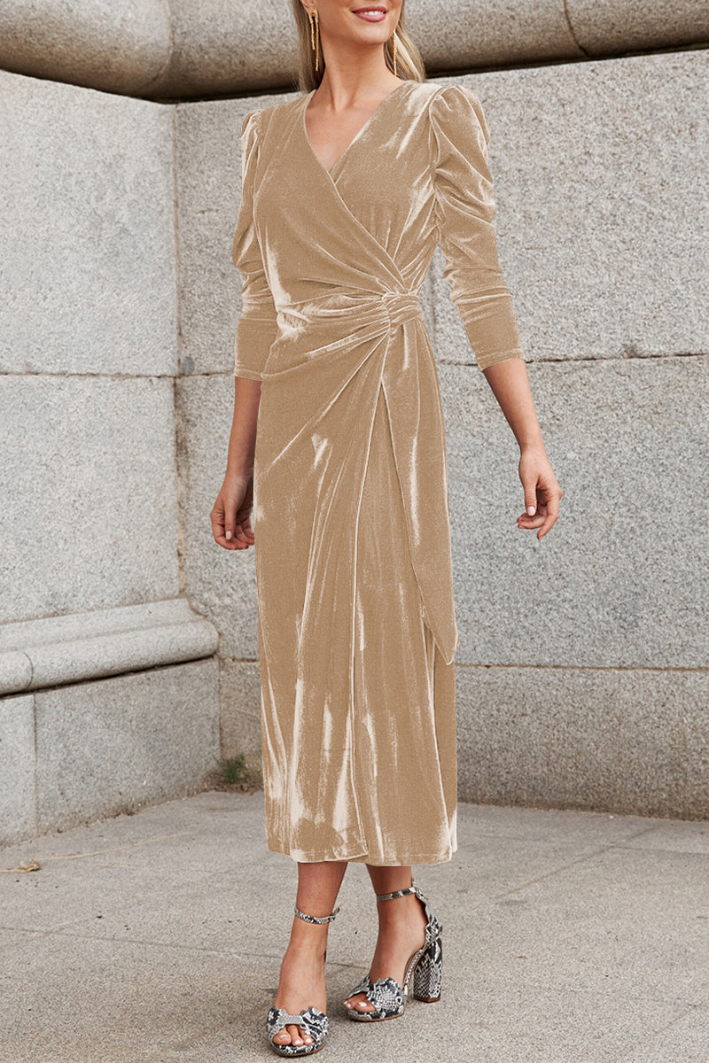 Celebrities Elegant Solid Strap Design V Neck Princess Dresses - Fashionpara