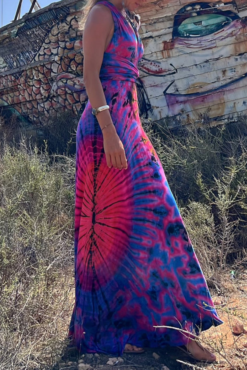 Sexy College Print Cross Straps V Neck Sleeveless Dress Dresses  Fashionpara