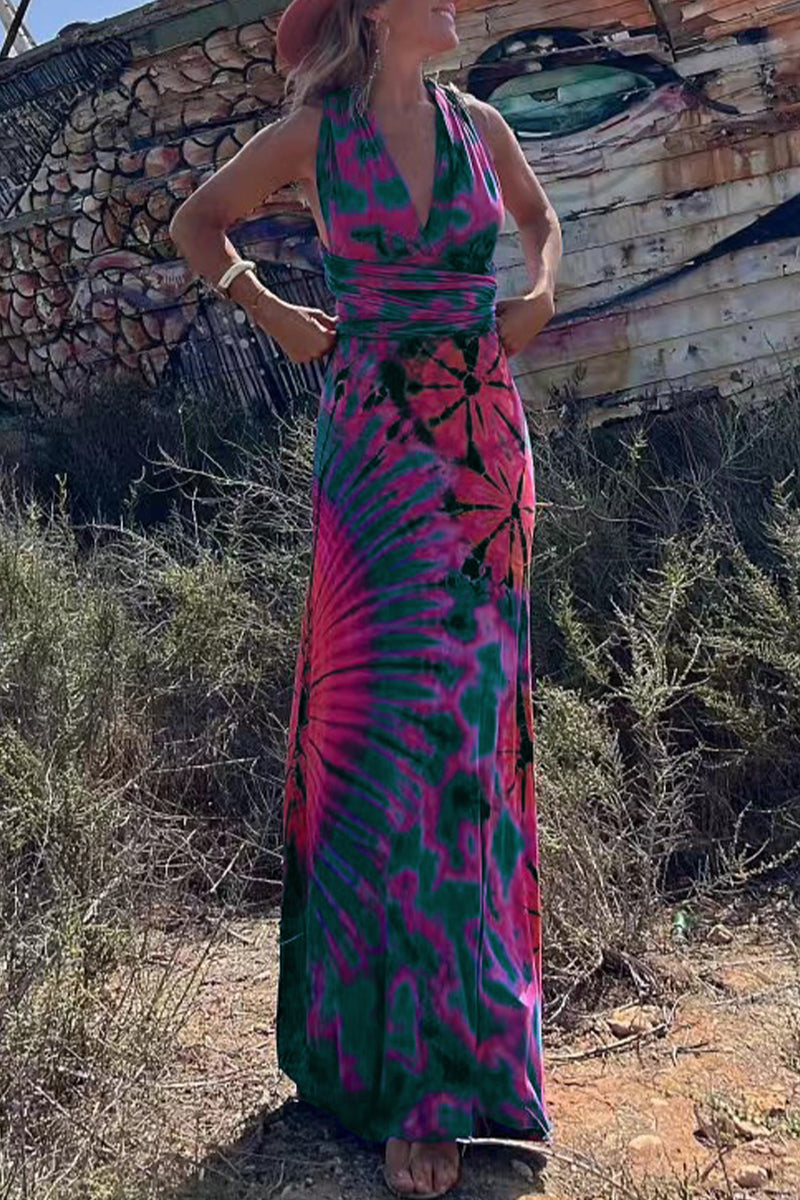 Sexy College Print Cross Straps V Neck Sleeveless Dress Dresses  Fashionpara