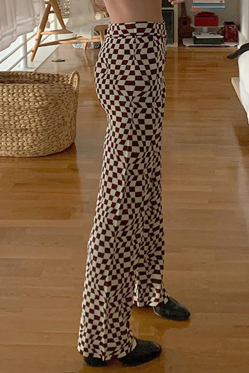 Street Geometric Printing Straight Full Print Bottoms  Fashionpara